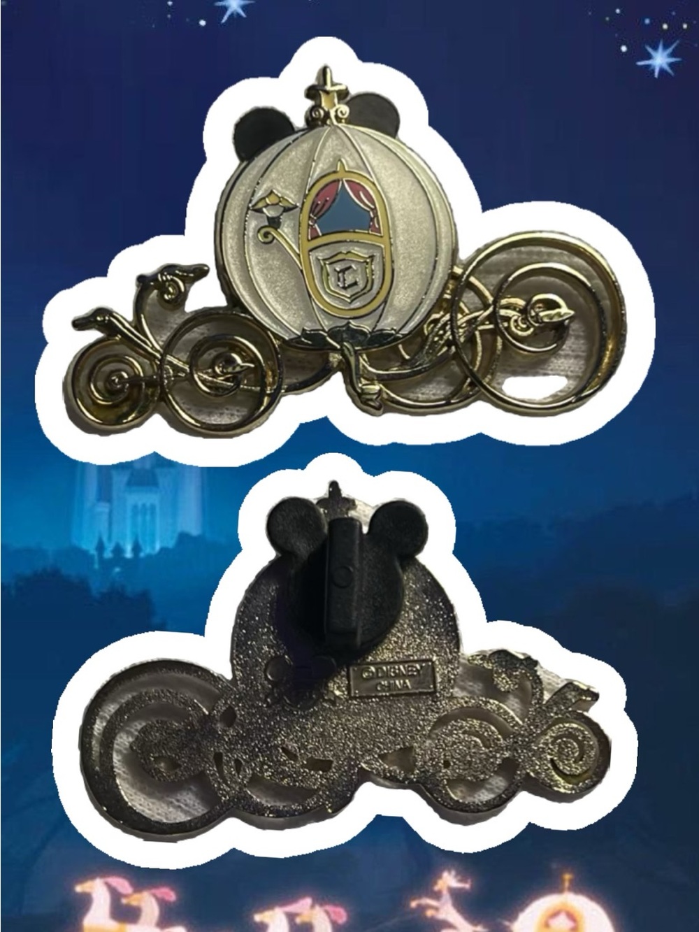 Disney Gold and Silver Cinderella Carriage Enamel Pin